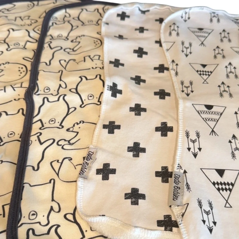 Dodo Babies (3) Burp Cloths Gerber (2) Cotton Contoured Multi Pattern